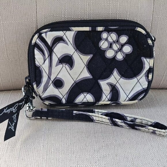 Vera Bradly Women Coin Purse Mini wristlet Wallet Mini Black/White - Picture 1 of 9